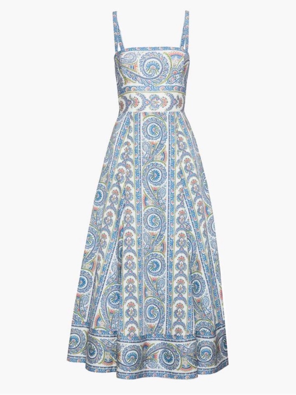 HILL HOUSE HOME The Margot Stripe Fit & Flare Midi Dress Corsica Paisley Sz: M